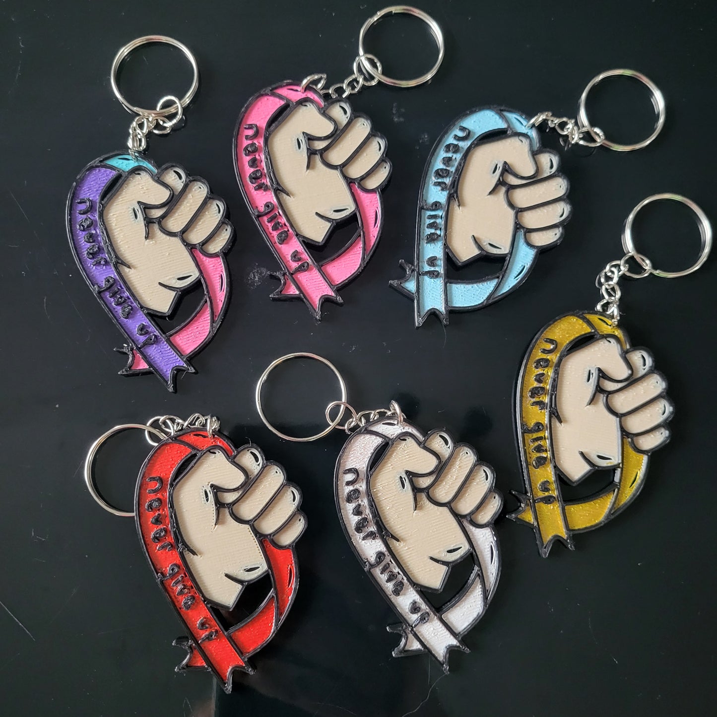 Cancer Awareness Ribbon Keyrings
