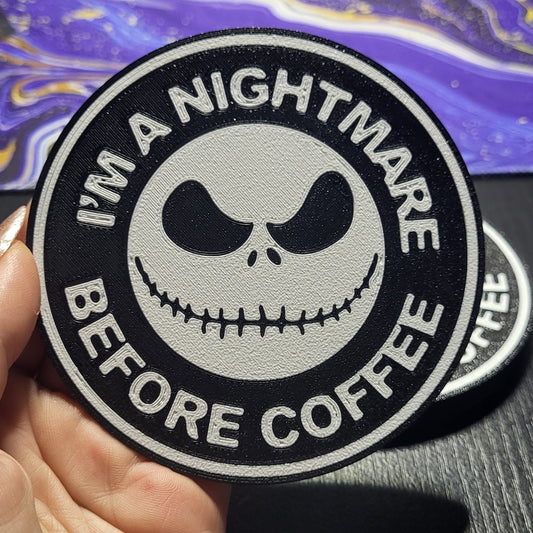 "I’m a Nightmare Before Coffee" Horror Coaster